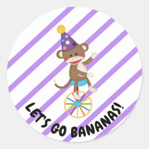 Sock Monkey Juggling Balls Pink Stripe Sticker