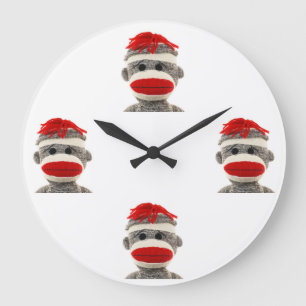 Sock Monkey Large Clock
