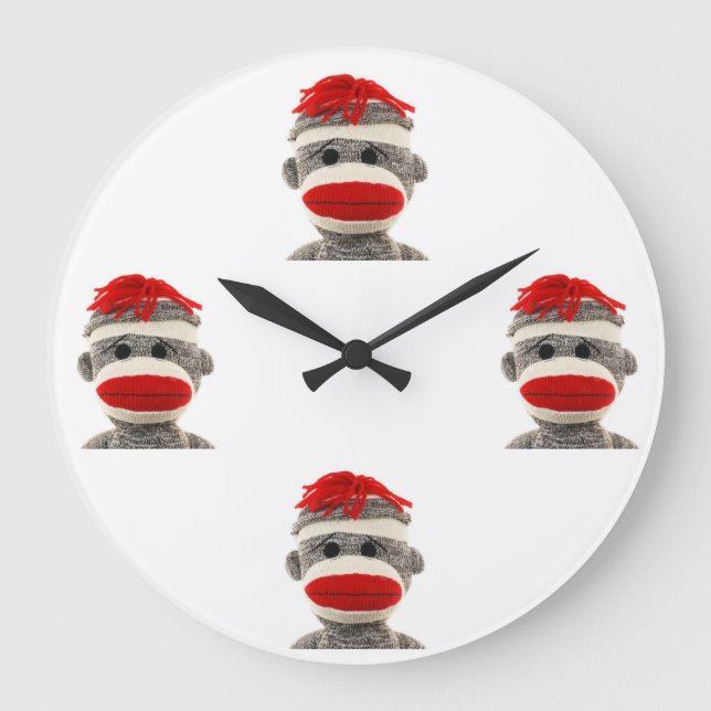 Sock Monkey Large Clock (Front)