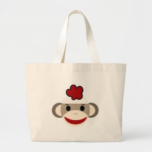 sock monkey large tote bag