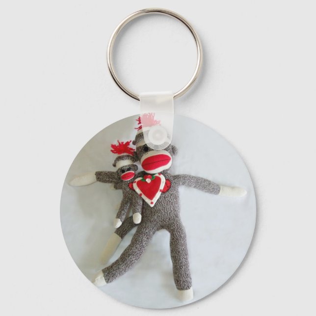 Sock Monkey Love #1 Key Ring (Front)