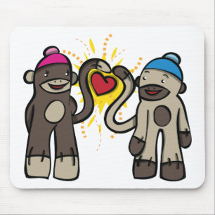 Sock Monkey Love Mouse Pad