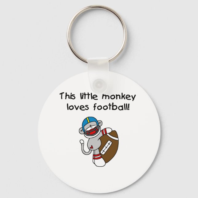 Sock Monkey Loves Football Key Ring (Front)