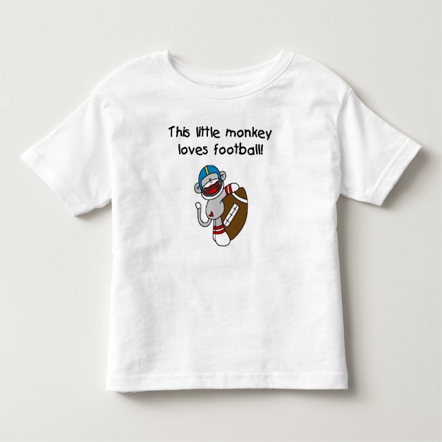 Sock Monkey Loves Football Toddler T-Shirt (Front)