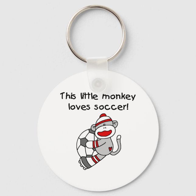 Sock Monkey Loves Soccer Key Ring (Front)