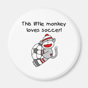 Sock Monkey Loves Soccer Magnet
