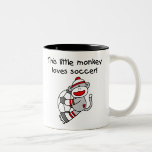 Sock Monkey Loves Soccer Two-Tone Coffee Mug