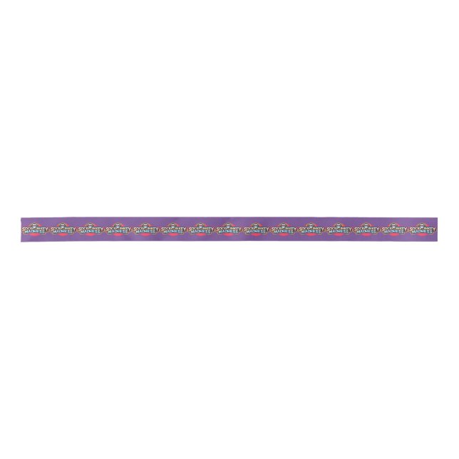Sock Monkey Madness Purple Satin Ribbon (Front)