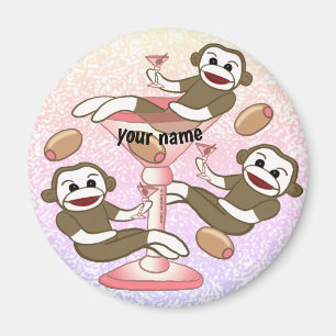 Sock Monkey Martini  Magnet