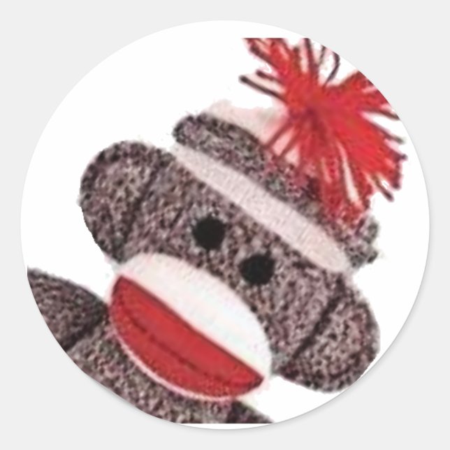 Sock Monkey merchandise products gifts Classic Round Sticker (Front)