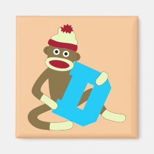 Sock Monkey Monogram Boy D Magnet