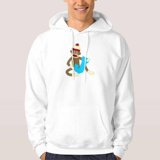 Sock Monkey Monogram Boy J Hoodie (Front)