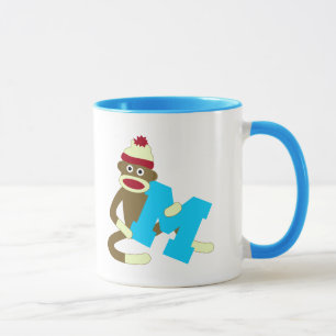 Sock Monkey Monogram Boy M Mug