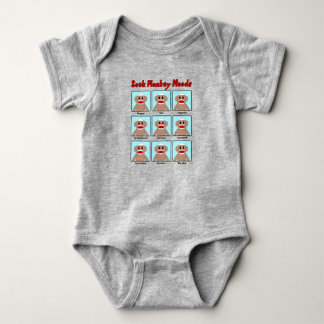 Sock Monkey Moods colored Baby Bodysuit