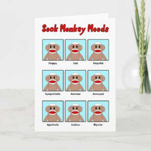 Sock Monkey Moods Greeting Card