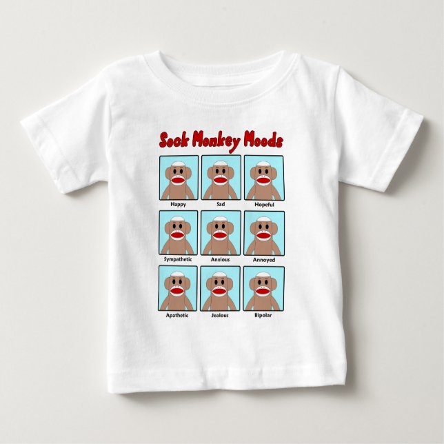 Sock Monkey Moods Infant's T-Shirt (Front)