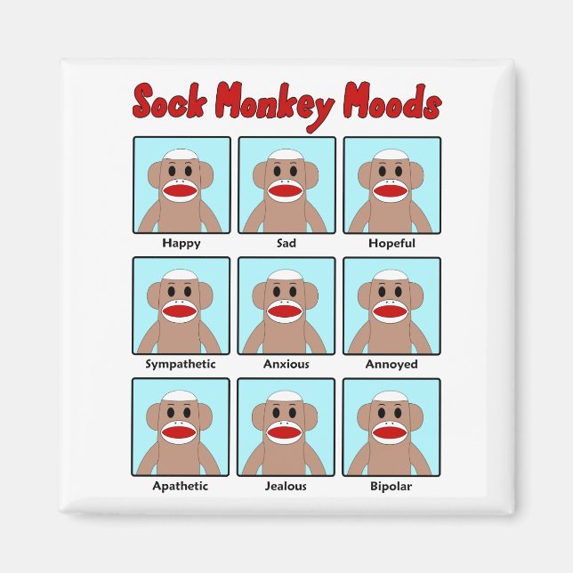Sock Monkey Moods Magnet (Front)