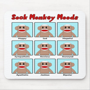 Sock Monkey Moods Mousepad