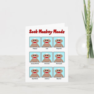 Sock Monkey Moods Note Card