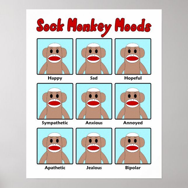 Sock Monkey Moods Poster (Front)