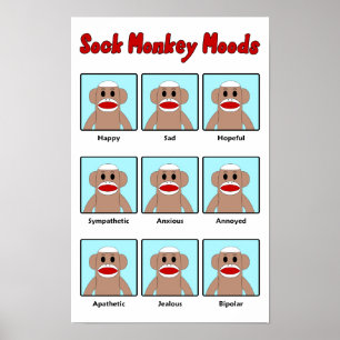 Sock Monkey Moods Poster