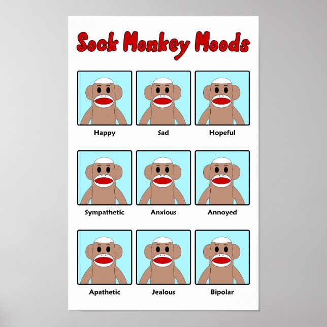 Sock Monkey Moods Poster (Front)