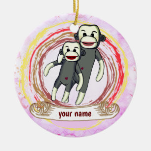 Sock Monkey Mum  Ceramic Ornament