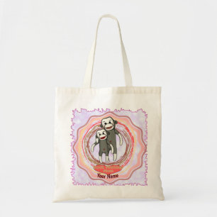 Sock Monkey Mum custom name Tote Bag