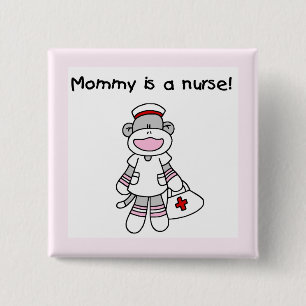 Sock Monkey Mummy Nurse T-shirts and Gifts 15 Cm Square Badge