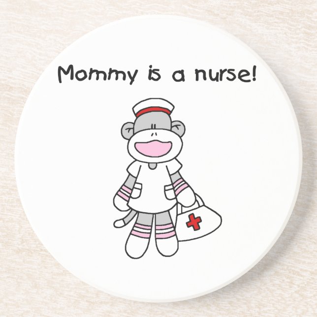 Sock Monkey Mummy Nurse T-shirts and Gifts Coaster (Front)