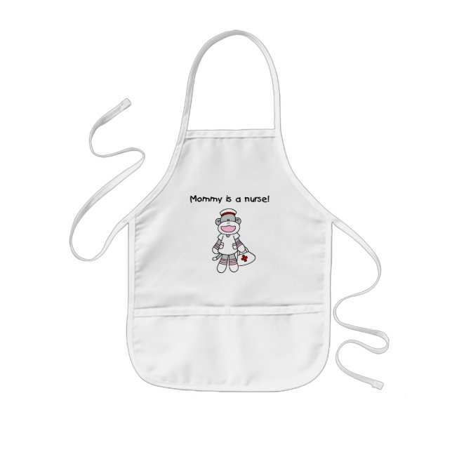 Sock Monkey Mummy Nurse T-shirts and Gifts Kids Apron (Front)