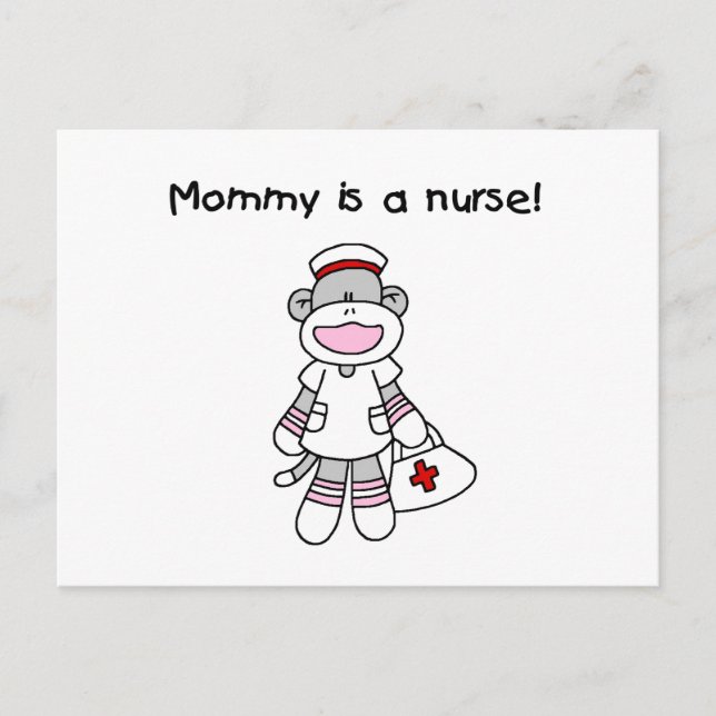 Sock Monkey Mummy Nurse T-shirts and Gifts Postcard (Front)