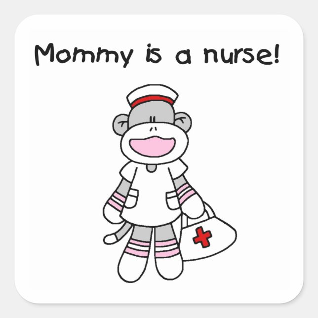 Sock Monkey Mummy Nurse T-shirts and Gifts Square Sticker (Front)