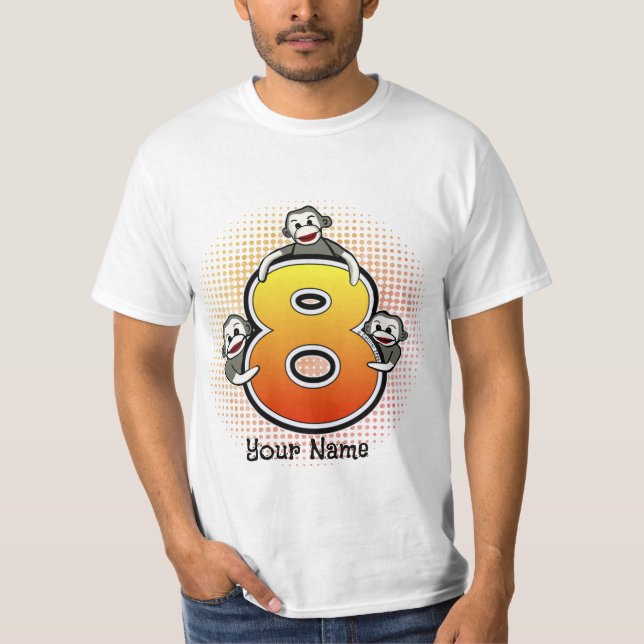 Sock Monkey  Number 8 T-Shirt (Front)