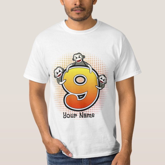 Sock Monkey  Number 9 T-Shirt (Front)