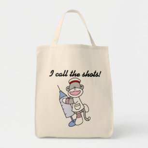 Sock Monkey Nurse I Call the Shots Gifts Tote Bag