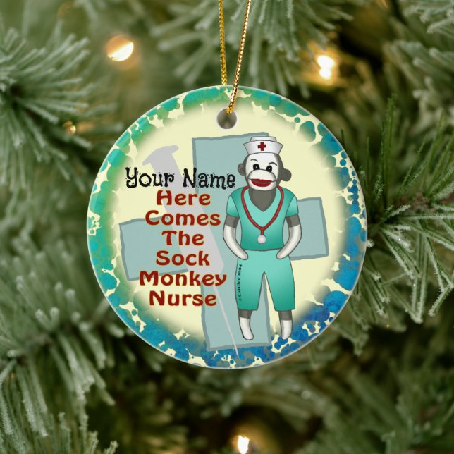 Sock Monkey Nurse  ornament (Tree)