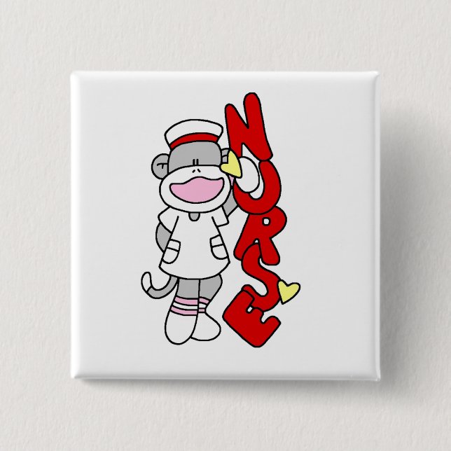 Sock Monkey Nurse T-shirts and Gifts 15 Cm Square Badge (Front)