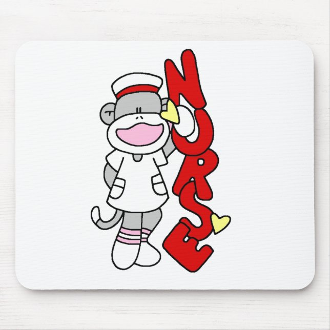 Sock Monkey Nurse T-shirts and Gifts Mouse Pad (Front)