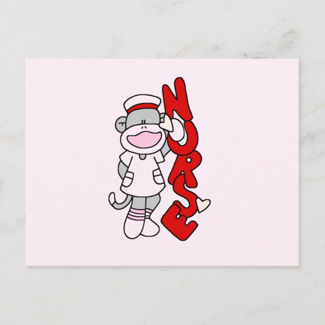 Sock Monkey Nurse T-shirts and Gifts Postcard (Front)
