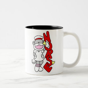 Sock Monkey Nurse T-shirts and Gifts Two-Tone Coffee Mug