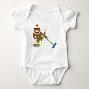 Sock Monkey Olympic Curling Baby Bodysuit