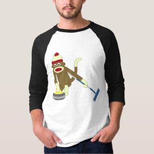 Sock Monkey Olympic Curling T-Shirt
