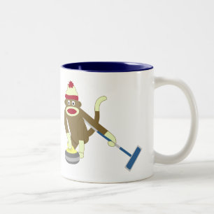 Sock Monkey Olympic Curling Two-Tone Coffee Mug