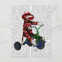Sock Monkey on Tricycle