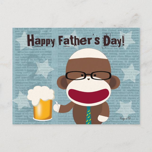 Sock Monkey Papa Postcard (Front)
