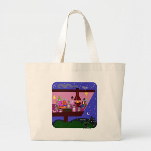 Sock Monkey Party Large Tote Bag
