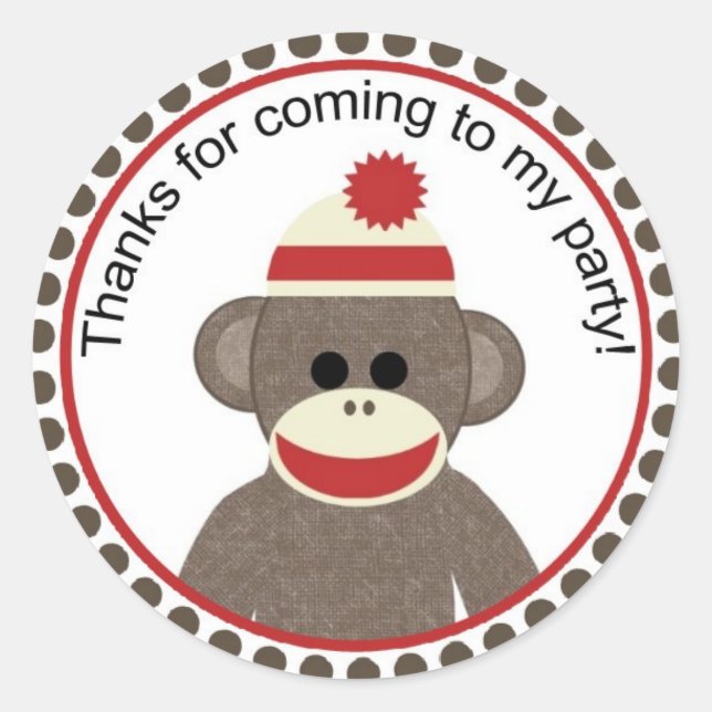 sock monkey party sticker (Front)