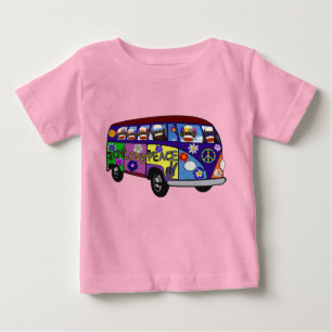 Sock Monkey Peace Bus Baby T-Shirt
