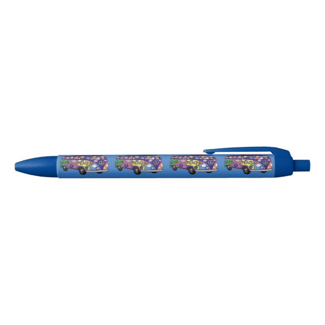 Sock Monkey Peace Bus  Black Ink Pen (Top)